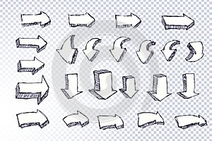 Set of hand drawn doodle arrows