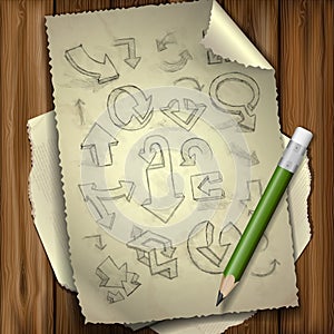 Set Of Hand Drawn Doodle Arrows.