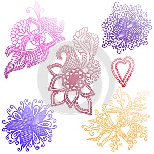 Set of hand drawn doodle element in vector. Ethnic design.