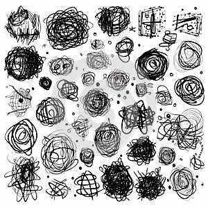 Set of hand drawn doodle ellipses. Scribble ovals and bubbles to circle and highlight text. Collection of different