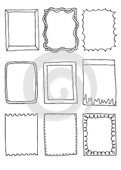 Set of hand drawn doodle frames