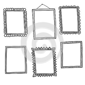 Set of hand-drawn doodle frames