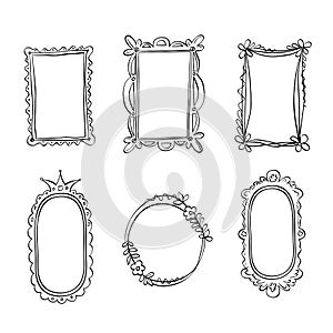 Set of hand drawn doodle frames