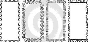 Set of Hand-Drawn Doodle Frames and Borders