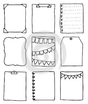 Set of hand-drawn doodle frames