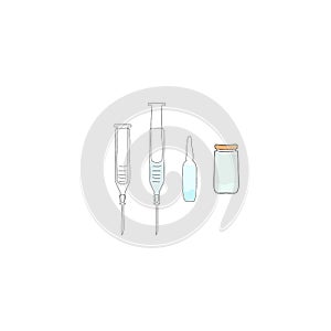 Set hand drawn doodle. vector illustrations. set of vaccines