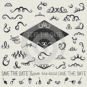 Set of hand drawn doodles design elements