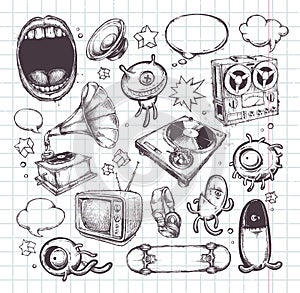 Set of hand drawn elements