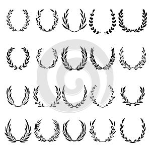 Set of hand drawn floral wreathes. Design element for decoration.