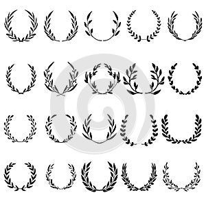 Set of hand drawn floral wreathes. Design element for decoration.