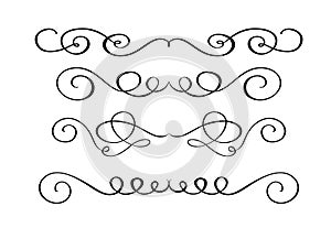 Set hand drawn flourish Calligraphy elements. Vector illustration on a white background