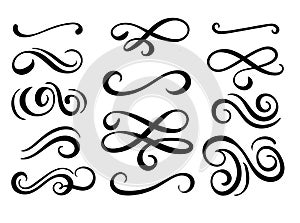 Set of hand drawn flourish elements.