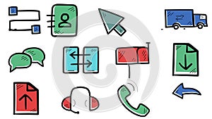 Set of hand-drawn gadget service icons