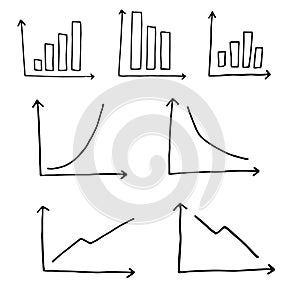 Set of hand drawn graphics. Growth and decline