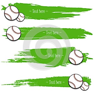 Set of hand drawn grunge banners with baseball