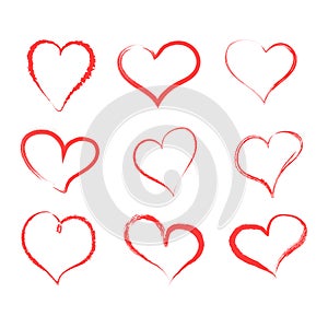 Set of hand drawn hearts. Vector illustration. EPS 10
