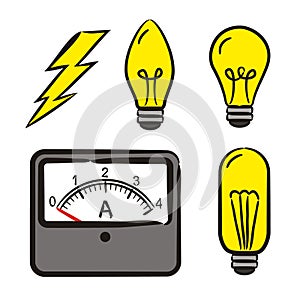 Set of hand-drawn icons on the theme of Physics