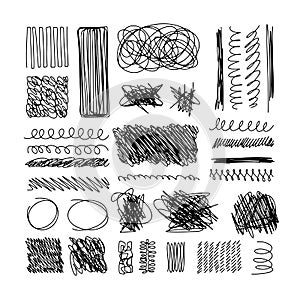 Set of hand drawn ink pen scribbles