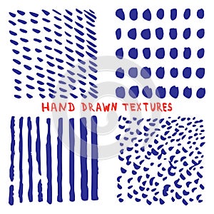 Set hand drawn ink texture on white background