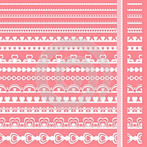 Set of hand drawn lace paper punch borders