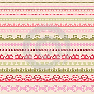 Set of hand drawn lace paper punch borders