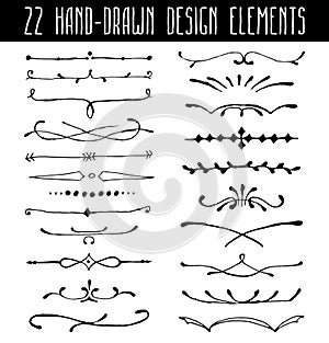 Set of hand-drawn line border dividers and design