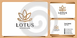 Set of hand drawn lotus flower template logos beauty care and business cards