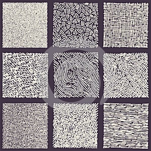 Set of hand drawn marker and ink patterns