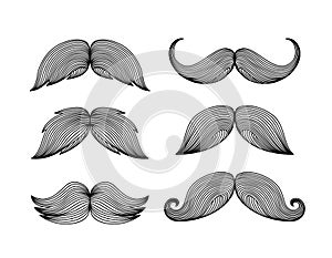 Set of hand drawn mustache.