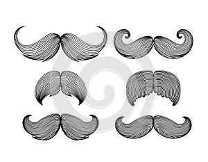 Set of hand drawn mustache.