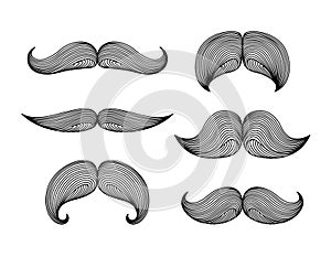 Set of hand drawn mustache.