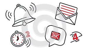 A Set of Hand-Drawn Notification Icons for Web and Mobile Apps, vector design Generative AI