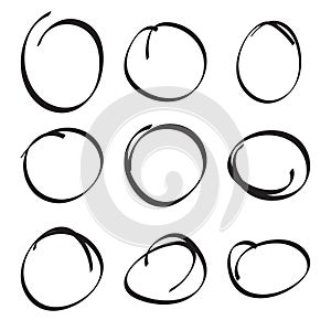Set hand drawn ovals