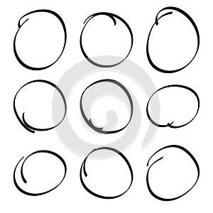 Set hand drawn ovals