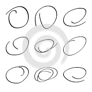 Set hand drawn ovals