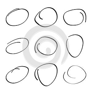 Set hand drawn ovals