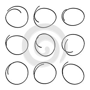 Set hand drawn ovals