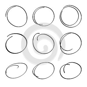 Set hand drawn ovals