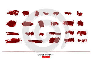 Set of hand drawn painted scratched Illustrations template of Grunge Halloween background with blood splats banners abstrac