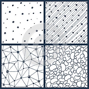 Set of hand-drawn pencil doodle backgrounds
