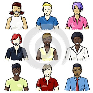 Set of hand-drawn people icons