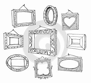 Set of hand drawn picture frames.