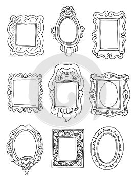 Set of hand drawn picture frames.