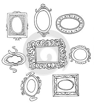 Set of hand drawn picture frames.