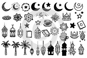 Set of hand drawn Ramadan