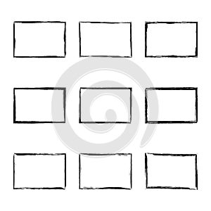 Set hand drawn rectangle frame. photo