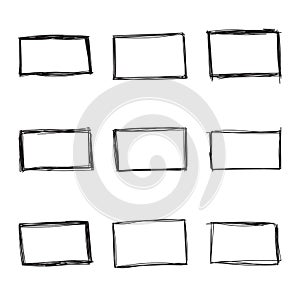 Set hand drawn rectangle photo