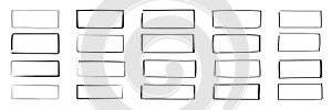 Set of hand drawn rectangle. Text box and frames.