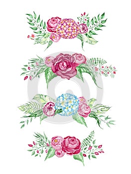 Set of hand drawn rose clip arts