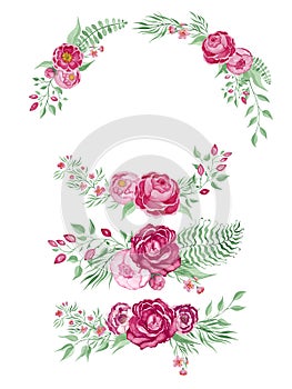 Set of hand drawn rose clip arts